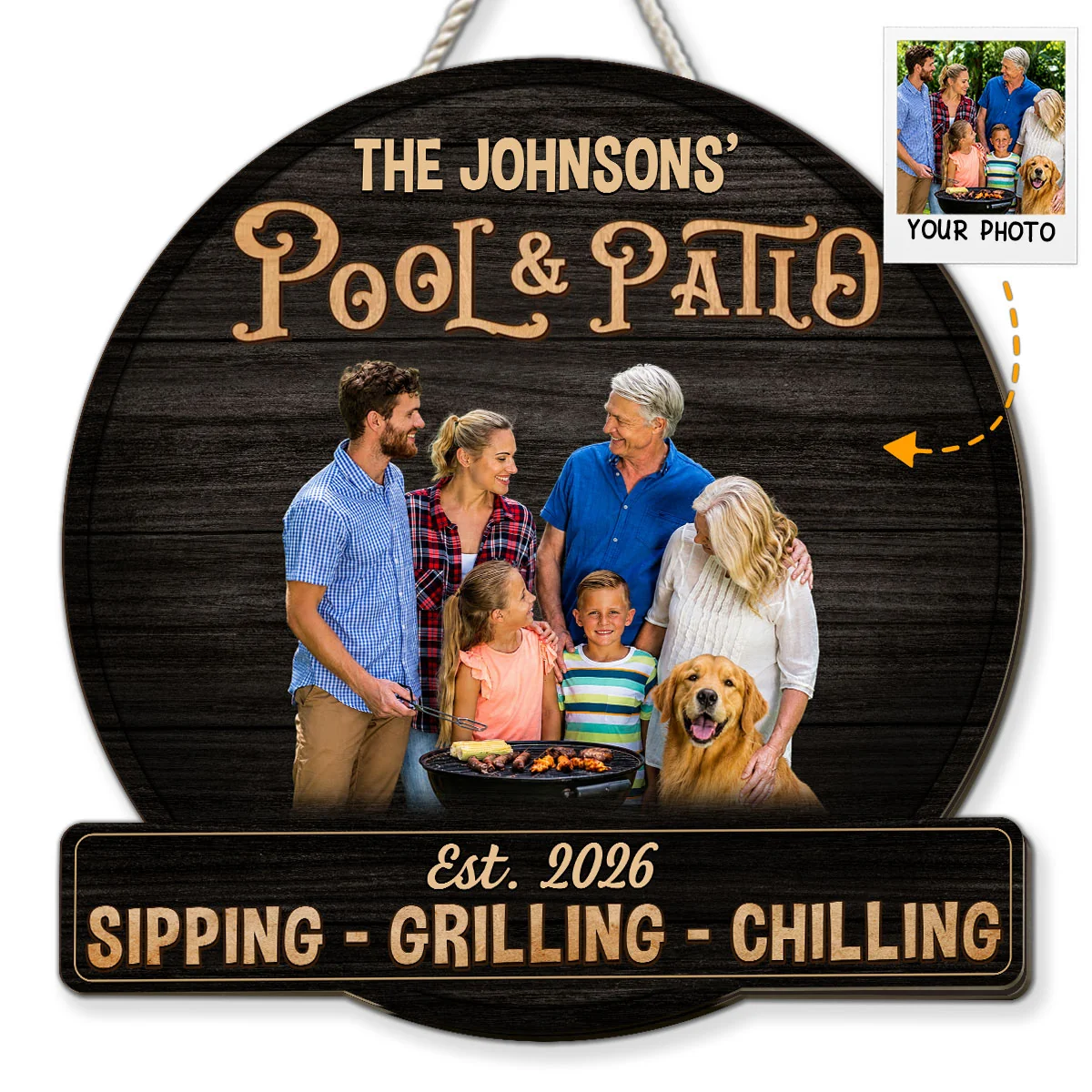 Patio Hangout With My Pup Photo - Personalized Custom Wood Sign