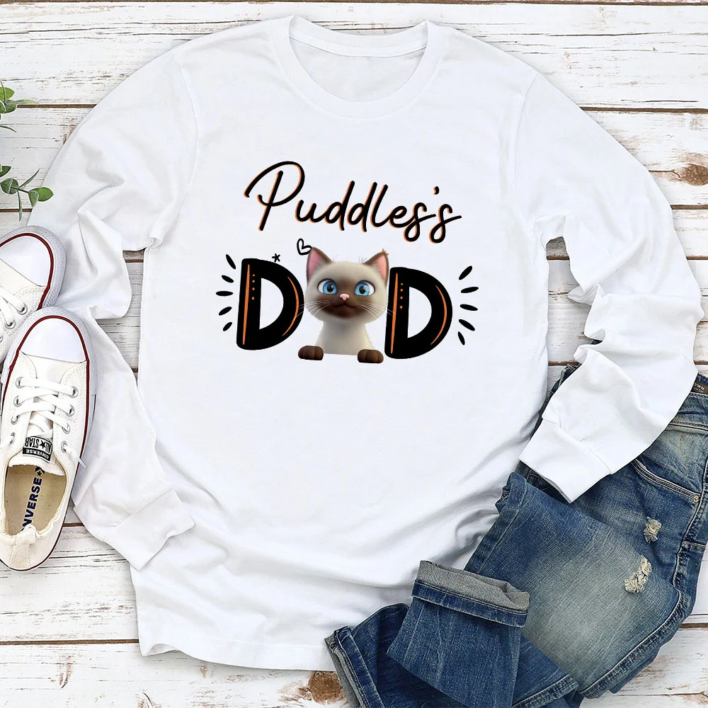 Paw Mom Of Cat - Personalized Custom Long Sleeve T-Shirt - Image 2