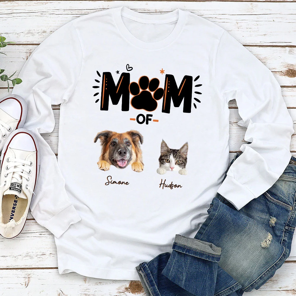 Paw Mom Version 2 - Personalized Custom Long Sleeve T-shirt - Image 2