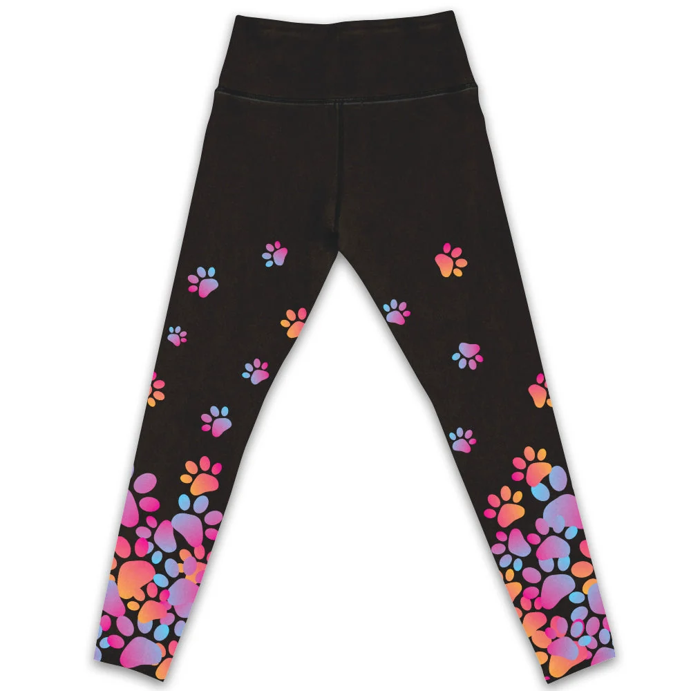 Paw Print Pattern - High-Waisted Leggings - Image 3