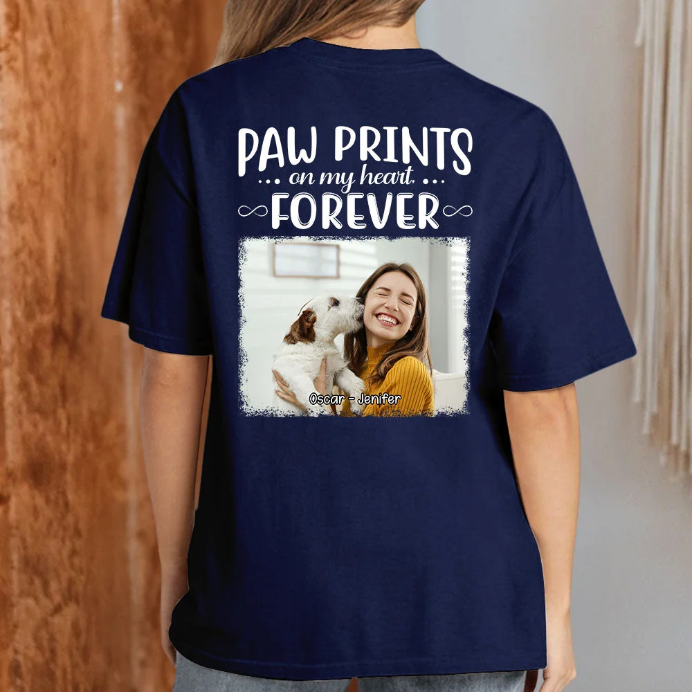 Paw Prints Forever Photo - Personalized Custom Premium T-shirt - Image 2