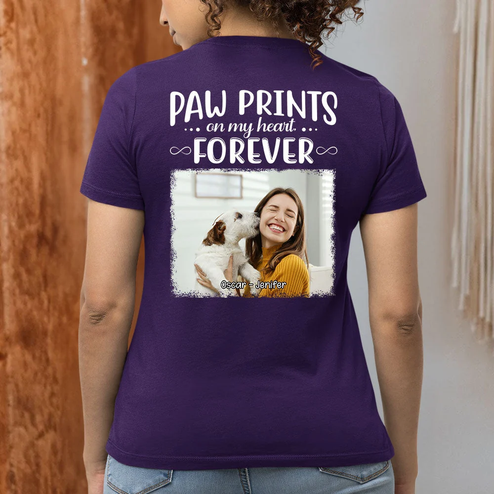 Paw Prints Forever Photo - Personalized Custom Women's T-shirt - Image 3