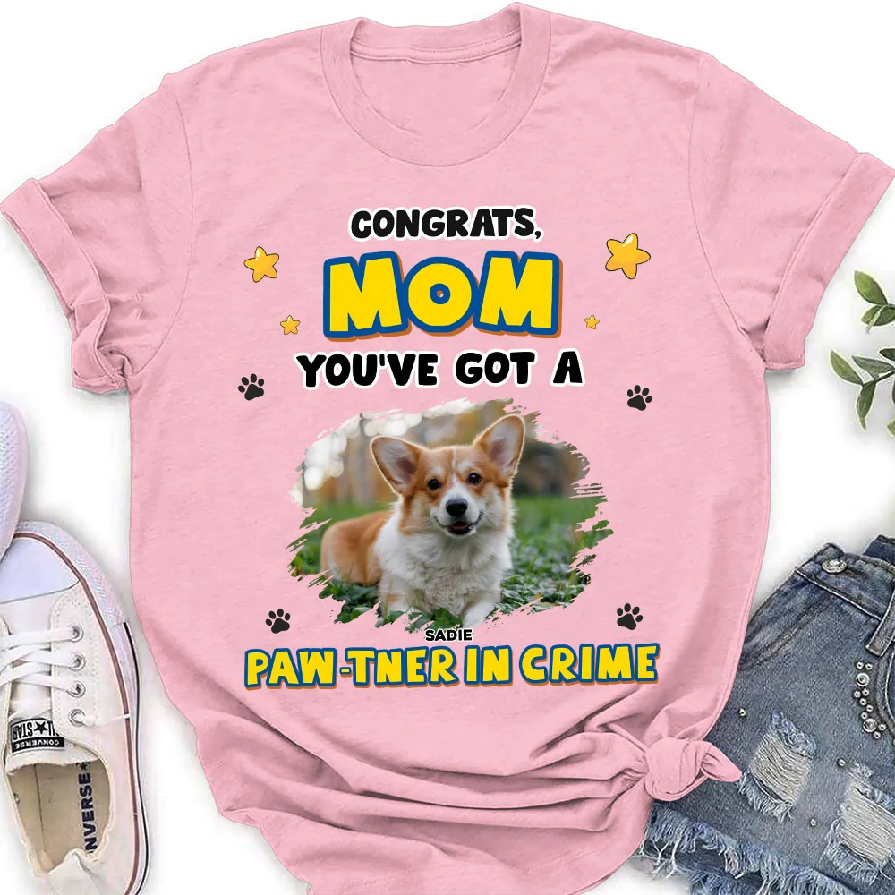 Paw-tner In Crime Photo - Personalized Custom Women's T-Shirt - Image 4