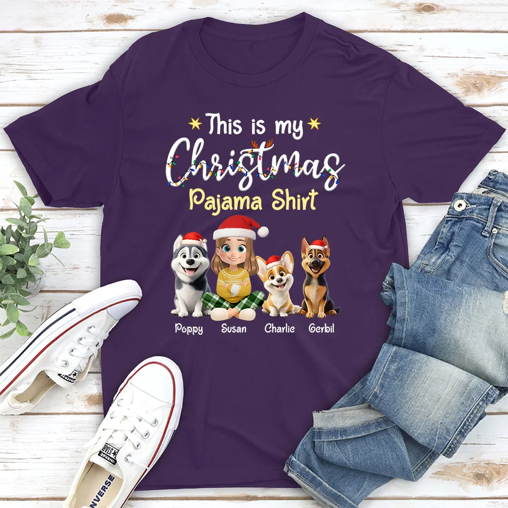 Pawjama Shirt Cartoon Christmas - Personalized Custom Unisex T-shirt - Image 3