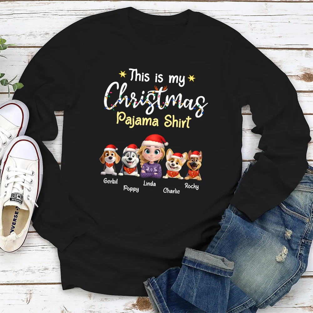 Pawjama Shirt Cartoon Christmas Ver 2 - Personalized Custom Long Sleeve T-shirt - Image 4