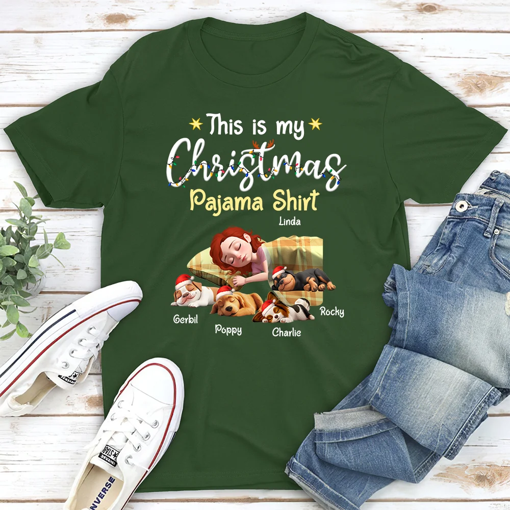 Pawjama Shirt Cartoon Christmas Ver 3 - Personalized Custom Unisex T-Shirt - Image 3