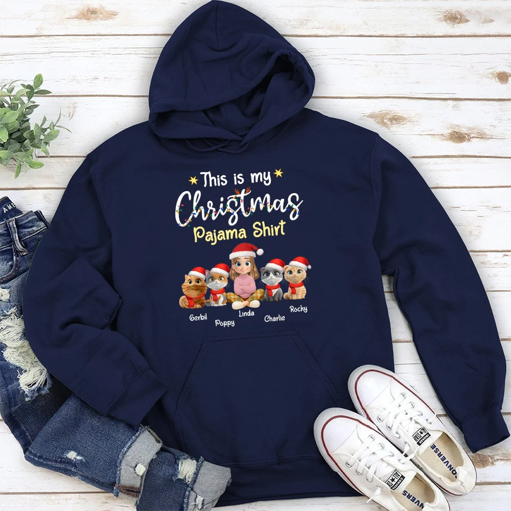 Pawjama Shirt Cartoon Christmas Ver Cat - Personalized Custom Hoodie - Image 3