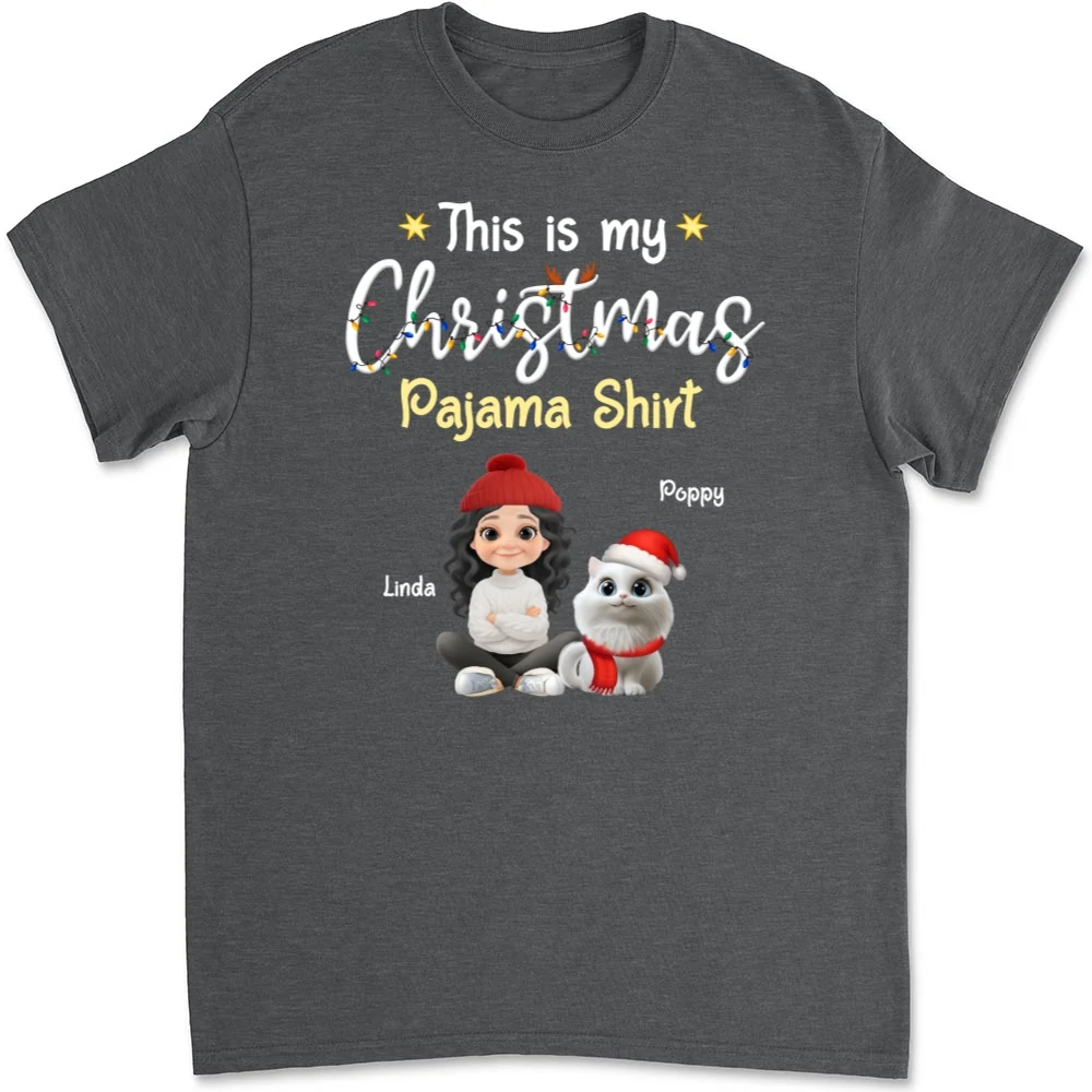 Pawjama Shirt Cartoon Christmas Ver Cat - Personalized Custom Unisex T-shirt - Image 10