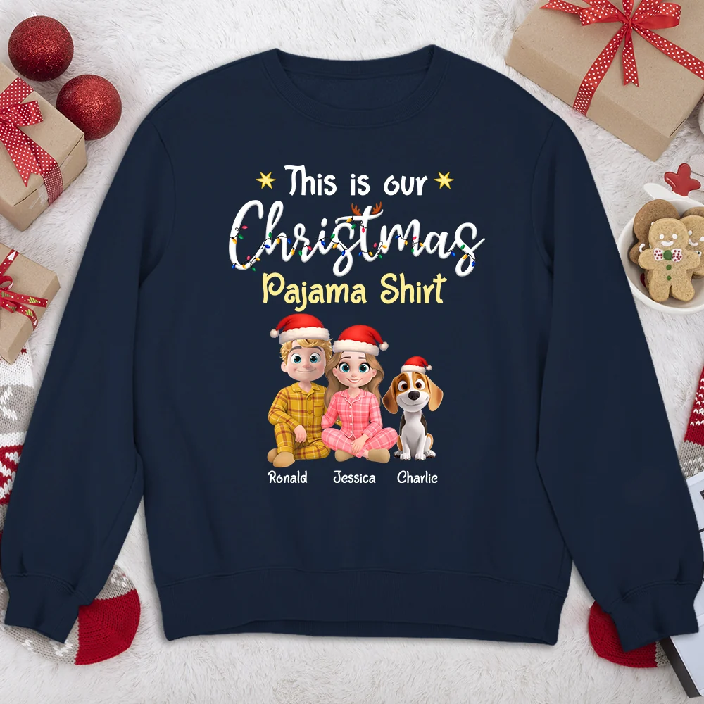 Pawjama Shirt Cartoon Christmas Ver Couple - Personalized Custom Sweatshirt - Image 2