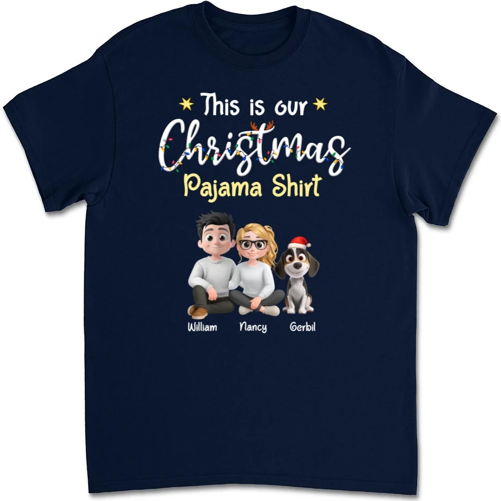 Pawjama Shirt Cartoon Christmas Ver Couple - Personalized Custom Unisex T-Shirt - Image 7