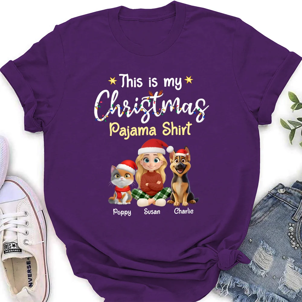 Pawjama Shirt Cartoon Christmas Ver Pet - Personalized Custom Women's T-shirt - Image 3