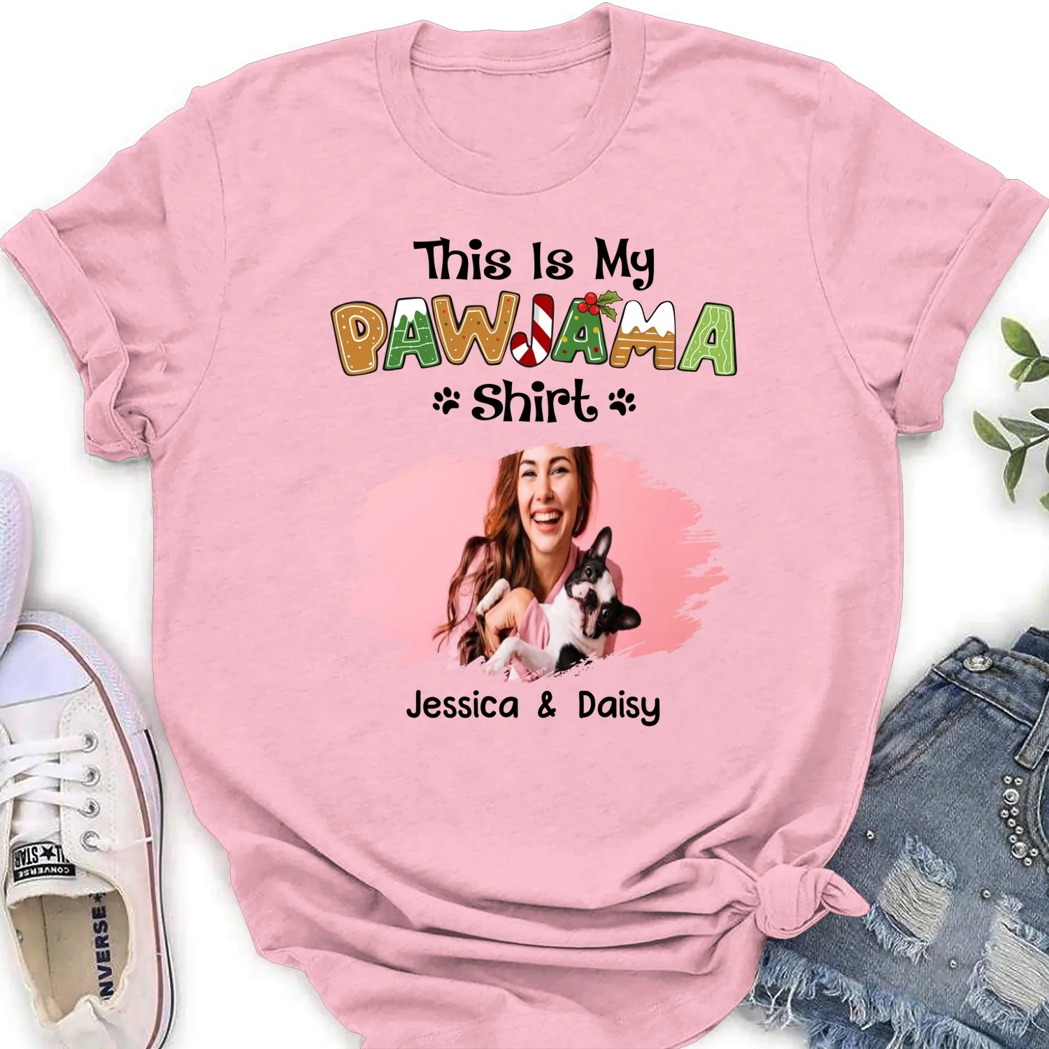 Pawjama Shirt Cartoon Photo - Personalized Custom Women T-Shirt - Image 5