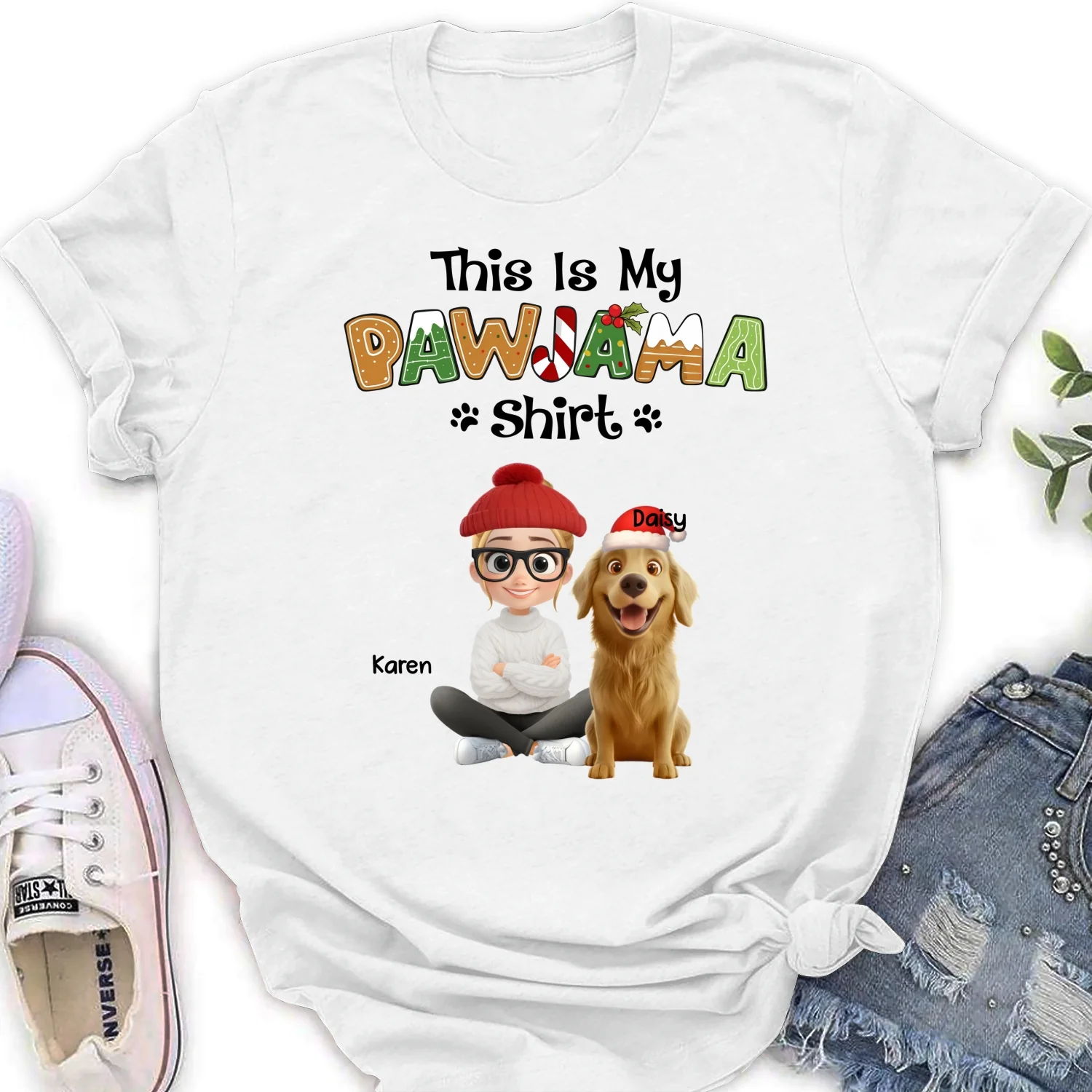 Pawjama Shirt Cartoon Ver Pet - Personalized Custom Women's T-Shirt - Image 3