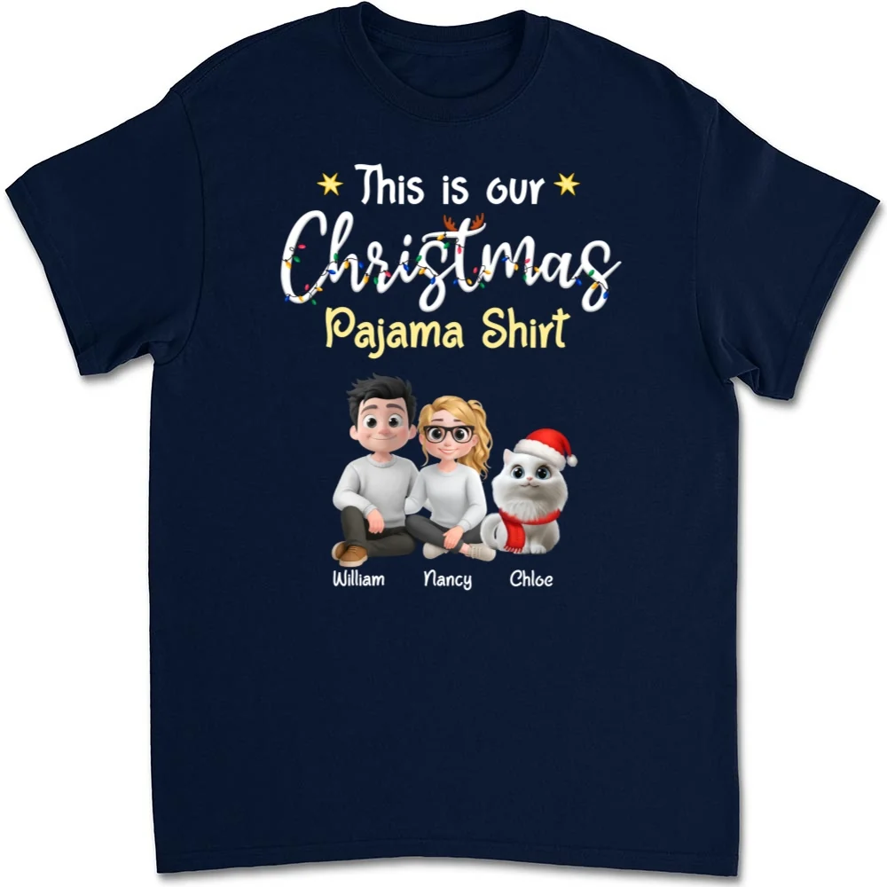 Pawjama Shirt Cat Christmas Ver Couple - Personalized Custom Unisex T-Shirt - Image 8