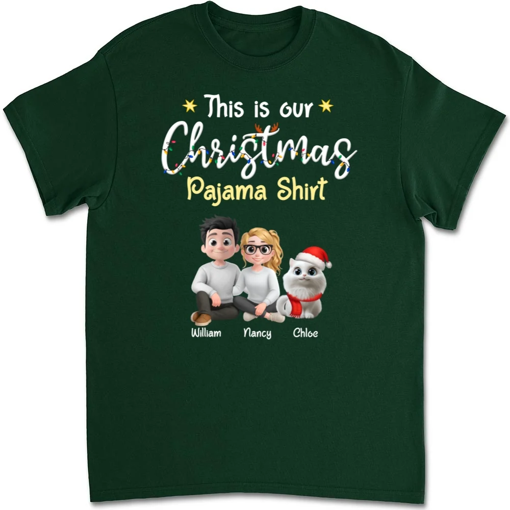 Pawjama Shirt Cat Christmas Ver Couple - Personalized Custom Unisex T-Shirt - Image 9