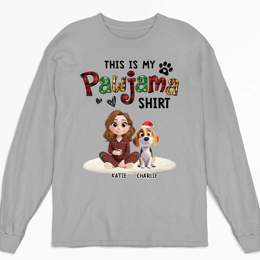 Pawjama Shirt Funny Cartoon - Personalized Custom Long Sleeve T-shirt
