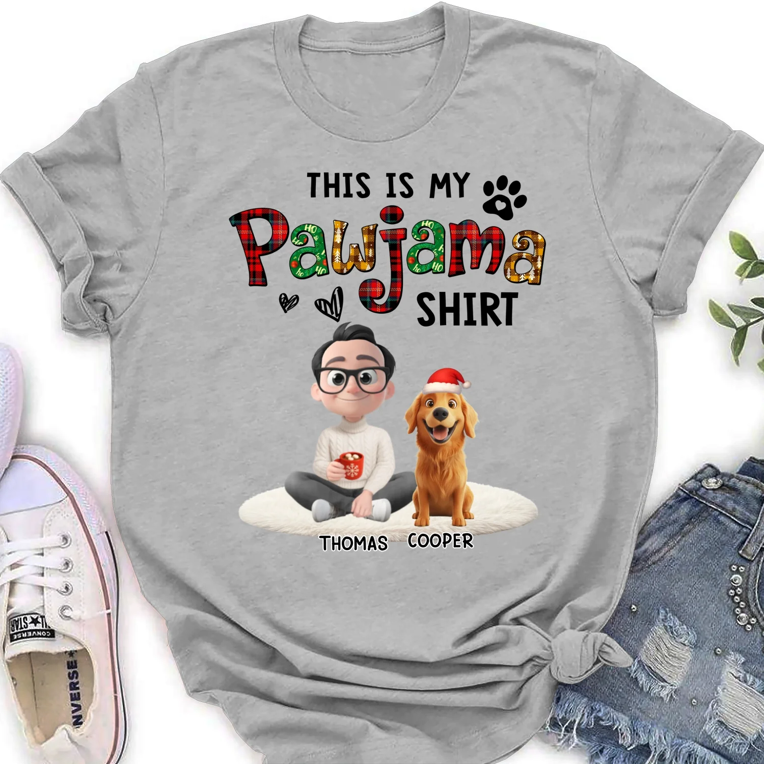 Pawjama Shirt Funny Cartoon - Personalized Custom Women's T-shirt - Image 7