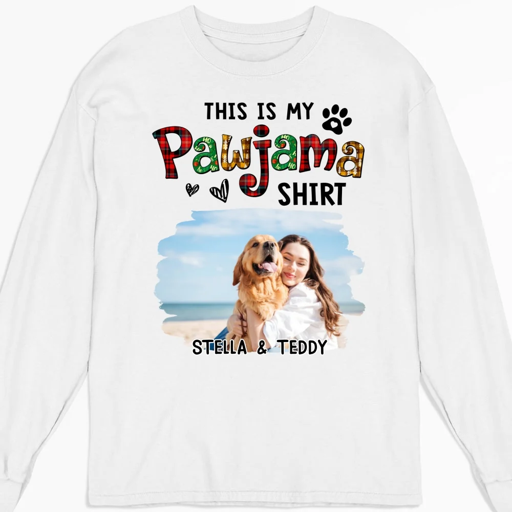 Pawjama Shirt Funny Cartoon Photo - Personalized Custom Long Sleeve T-shirt - Image 4