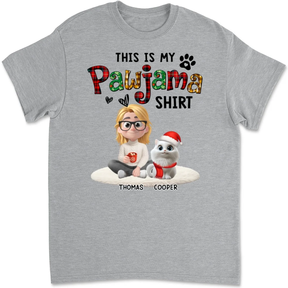 Pawjama Shirt Funny Cartoon Ver Cat - Personalized Custom Unisex T-Shirt - Image 6