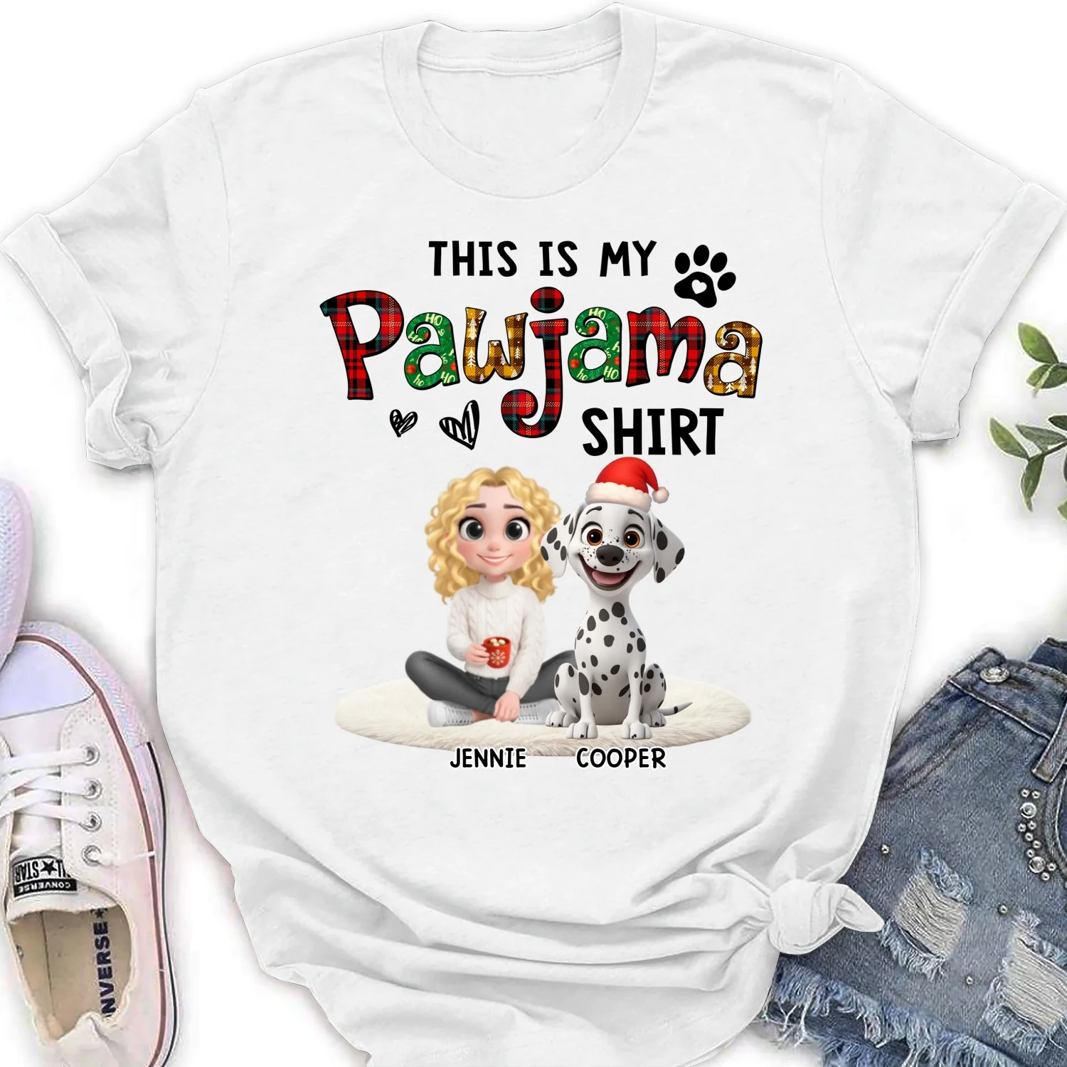 Pawjama Shirt Funny Cartoon Ver Pet - Personalized Custom Women's T-shirt - Image 5