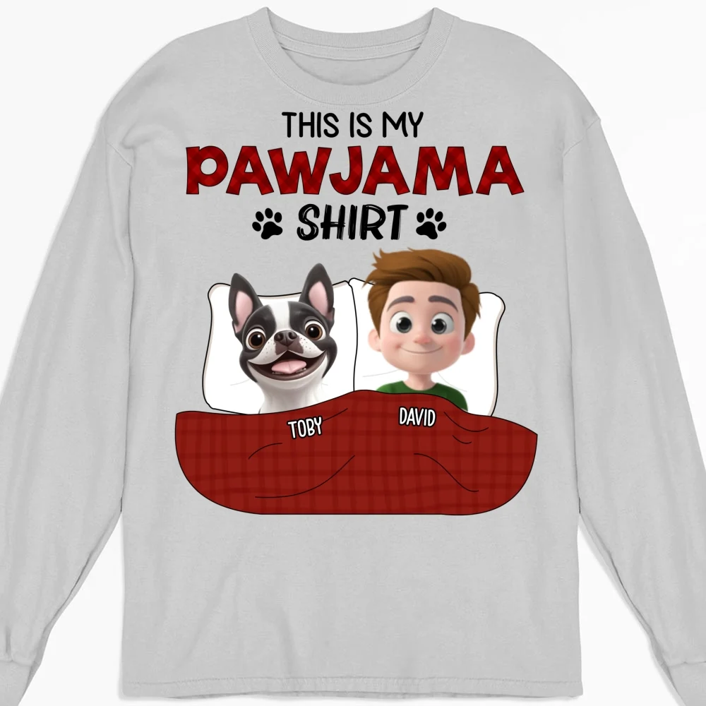Pawjama Shirt New Style Of Dog Dad - Personalized Custom Long Sleeve T-shirt - Image 4