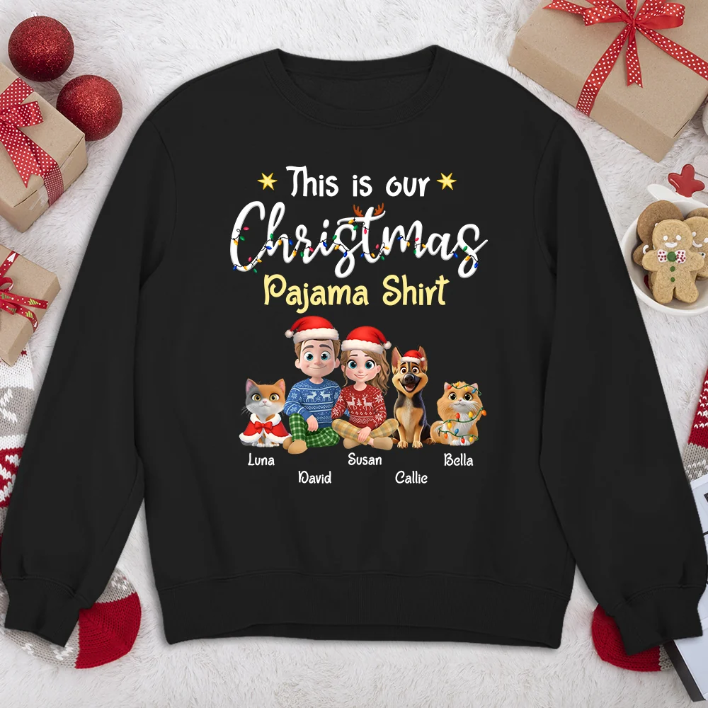 Pawjama Shirt Pet Christmas Ver Couple - Personalized Custom Sweatshirt - Image 6