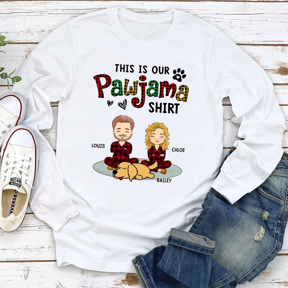 Pawjama Shirt Ver Couple - Personalized Custom Long Sleeve T-Shirt - Image 2
