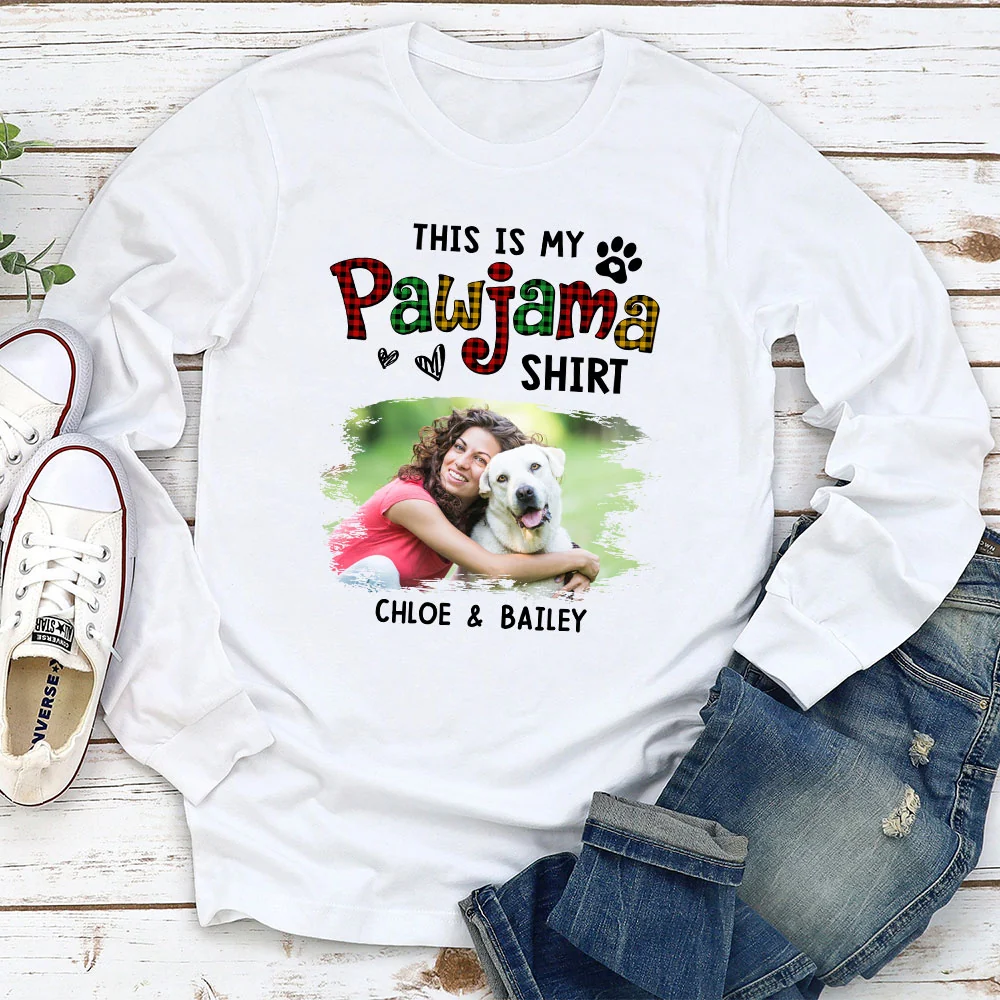 Pawjama Shirt Ver Photo - Personalized Custom Long Sleeve T-Shirt - Image 2
