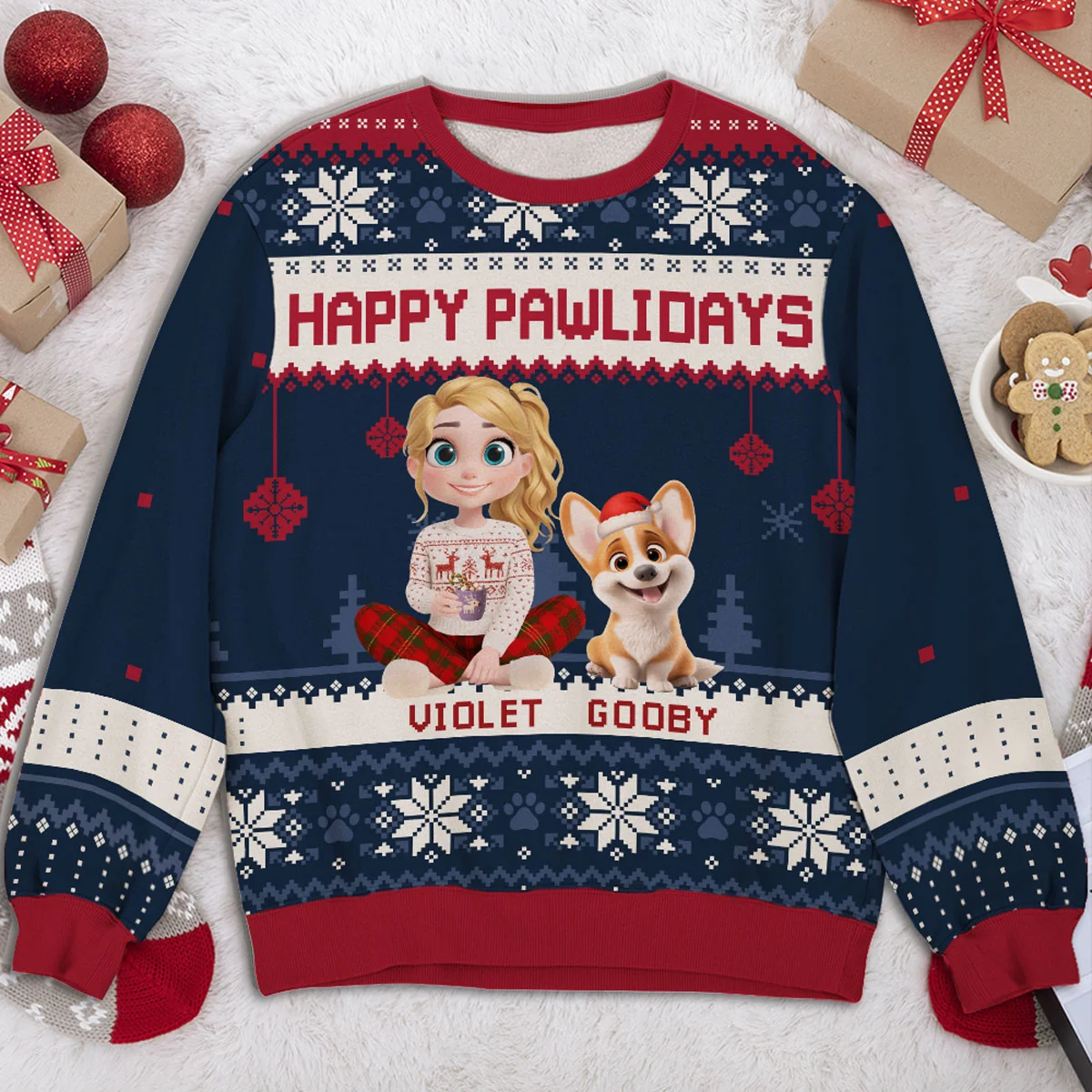 Pawlidays With Fur Baby Cartoon - Personalized Custom All-Over-Print Sweatshirt