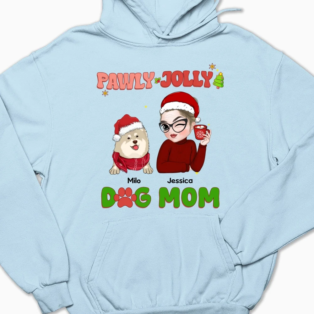 Pawly Jolly Dog Mom - Personalized Custom Hoodie - Image 6