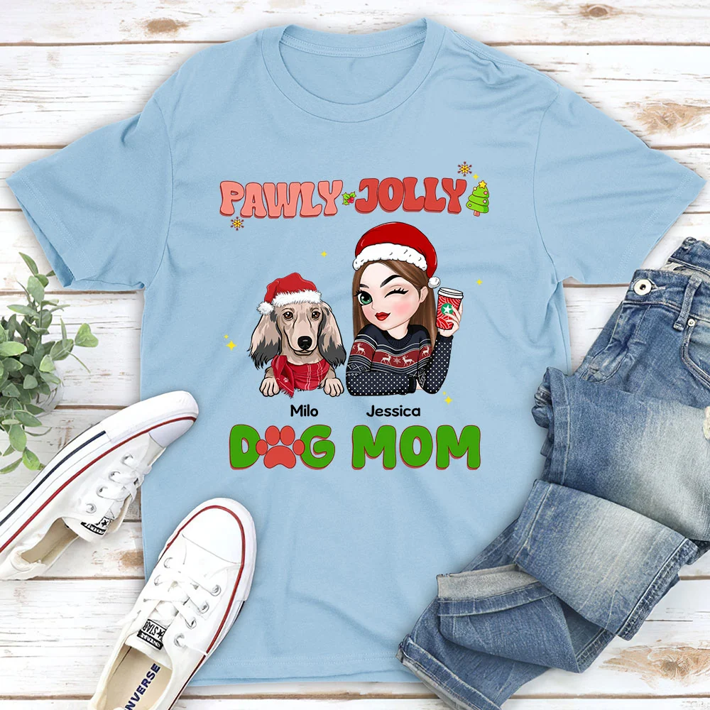Pawly Jolly Dog Mom - Personalized Custom Unisex T-shirt - Image 3