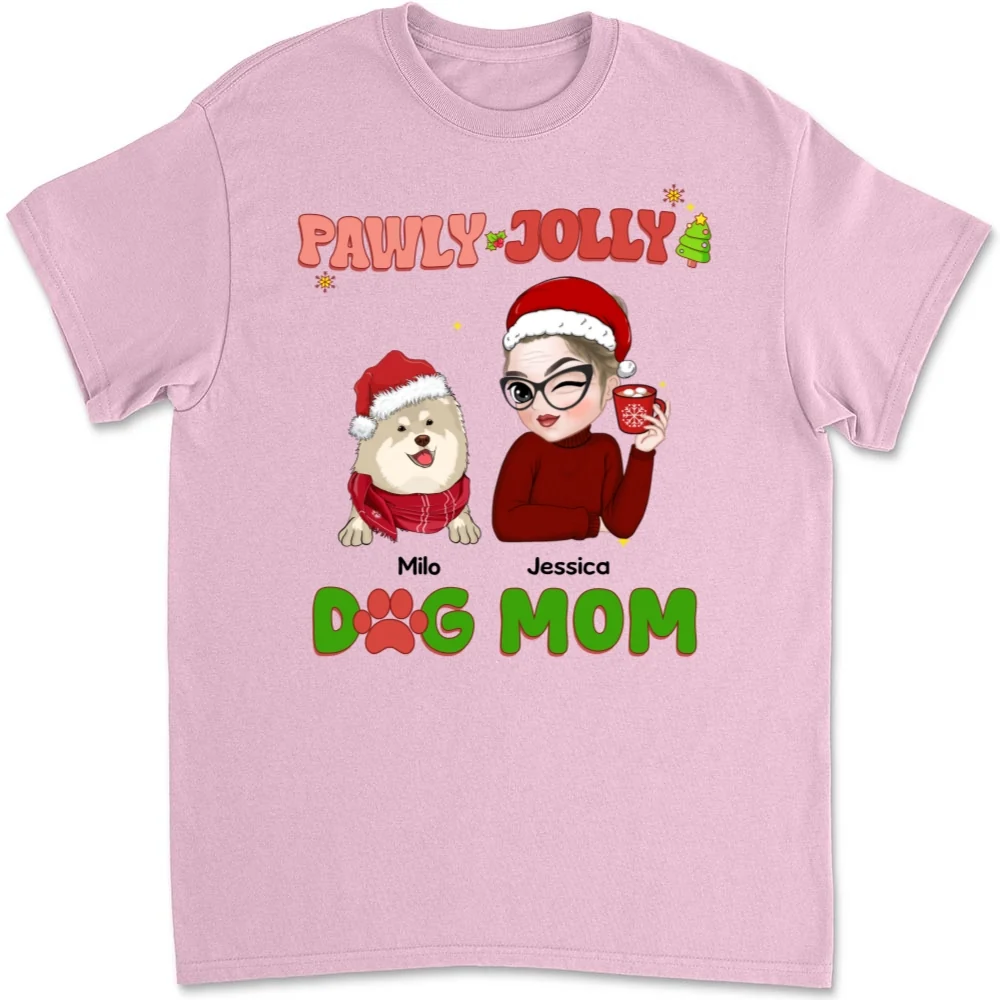 Pawly Jolly Dog Mom - Personalized Custom Unisex T-shirt - Image 6