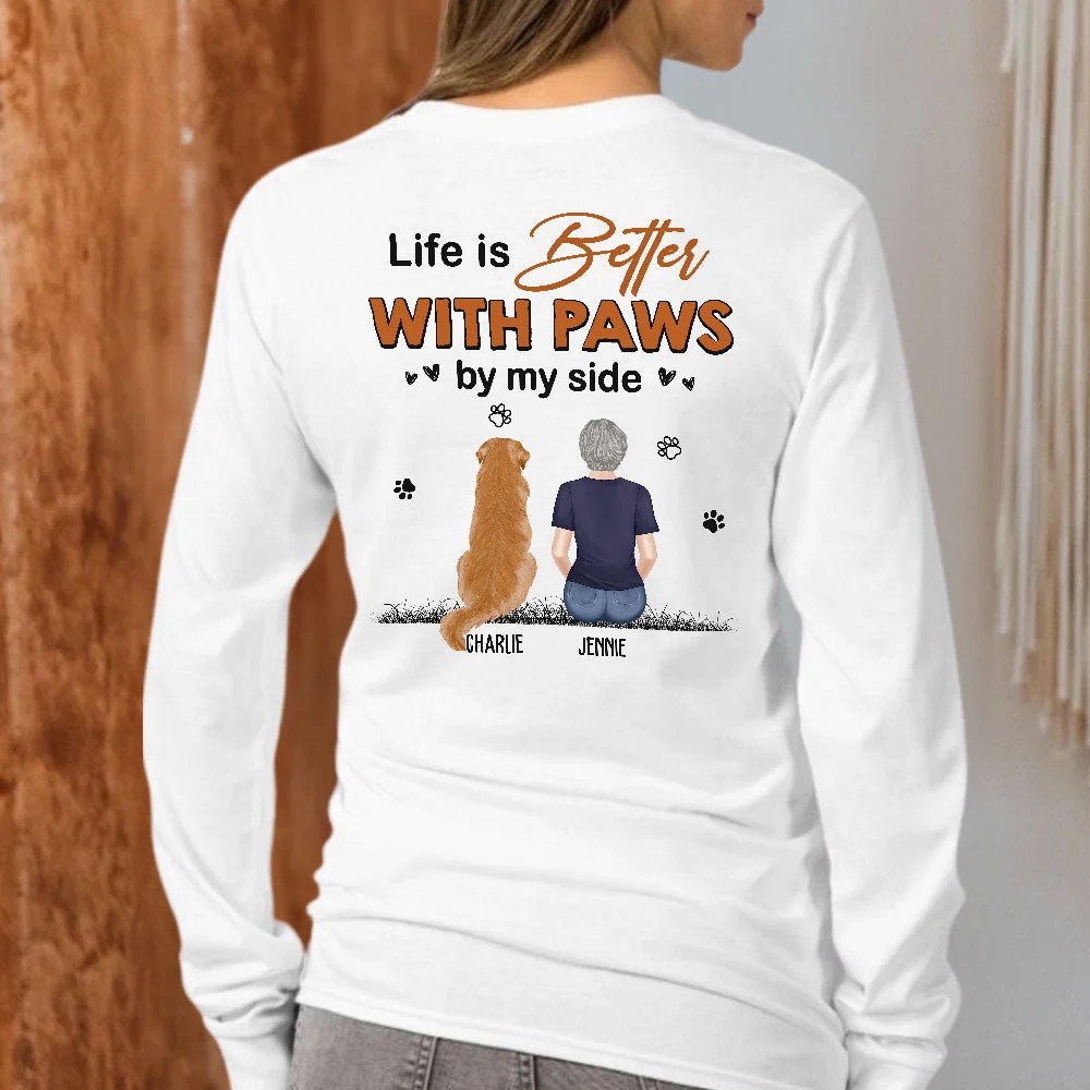 Paws By My Side - Personalized Custom Long Sleeve T-shirt - Image 2