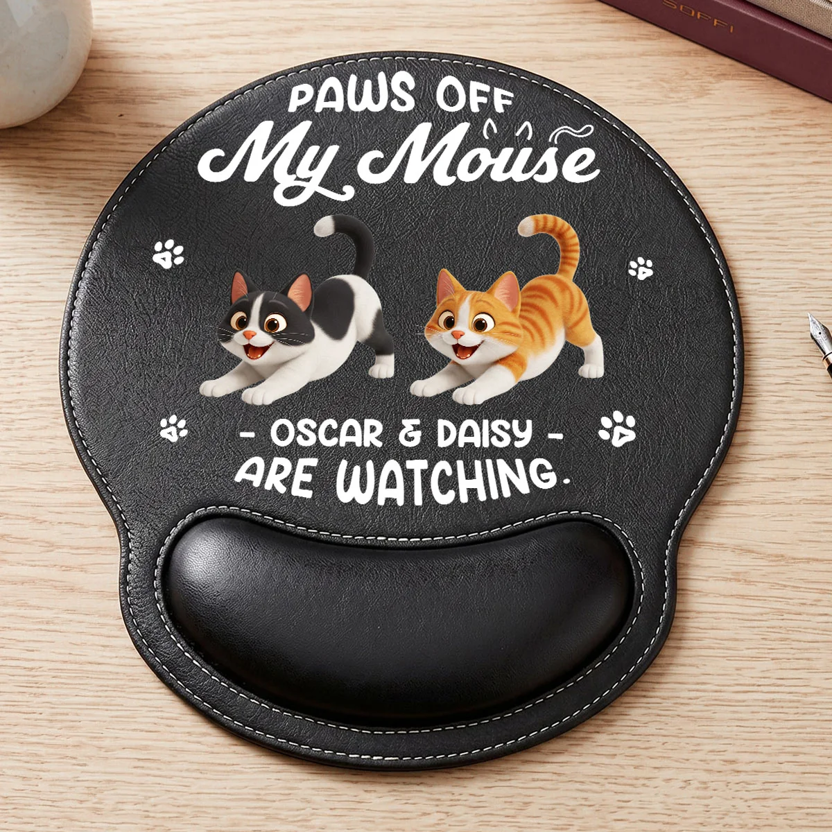 Paws Off My Mouse - Personalized Custom Leather Mouse Pad - Image 3
