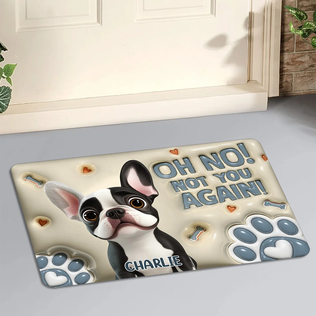 Paws Or Feet Welcom Here - Personalized Custom 3D Inflated Effect Doormat - Image 5