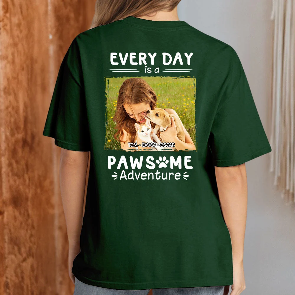 Pawsome Adventure Photo - Personalized Custom Premium T-shirt - Image 2