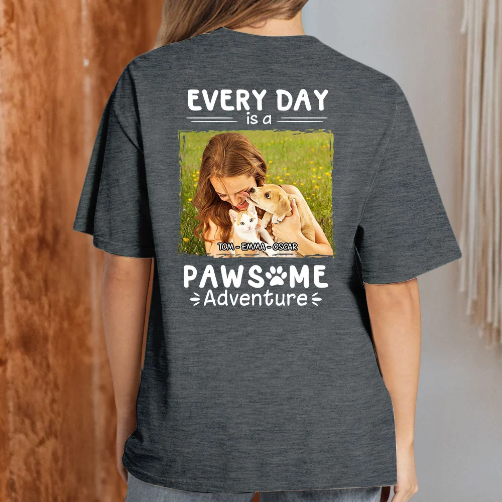 Pawsome Adventure Photo - Personalized Custom Premium T-shirt - Image 4