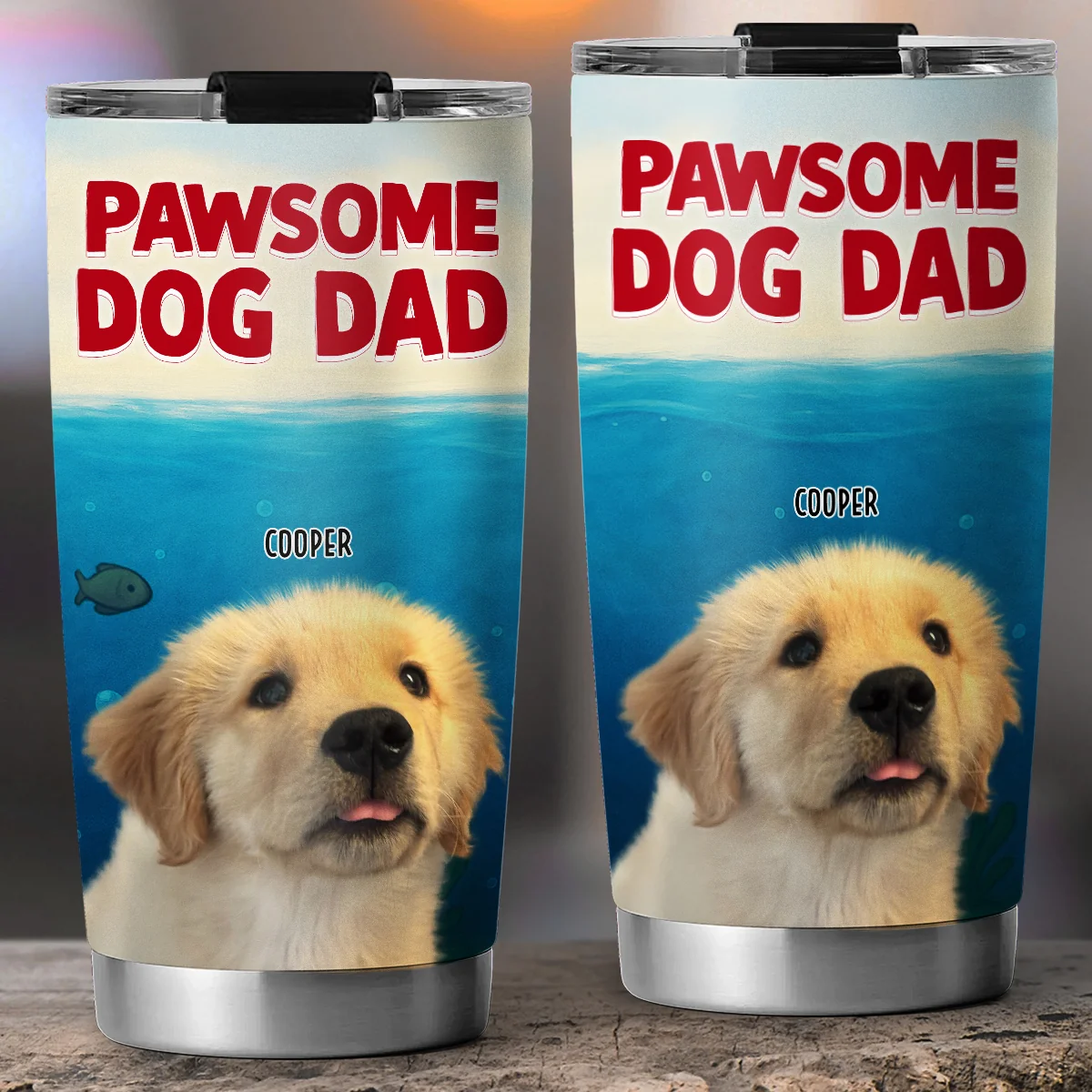 Pawsome Dog Dad Photo - Personalized Custom Tumbler - Image 5