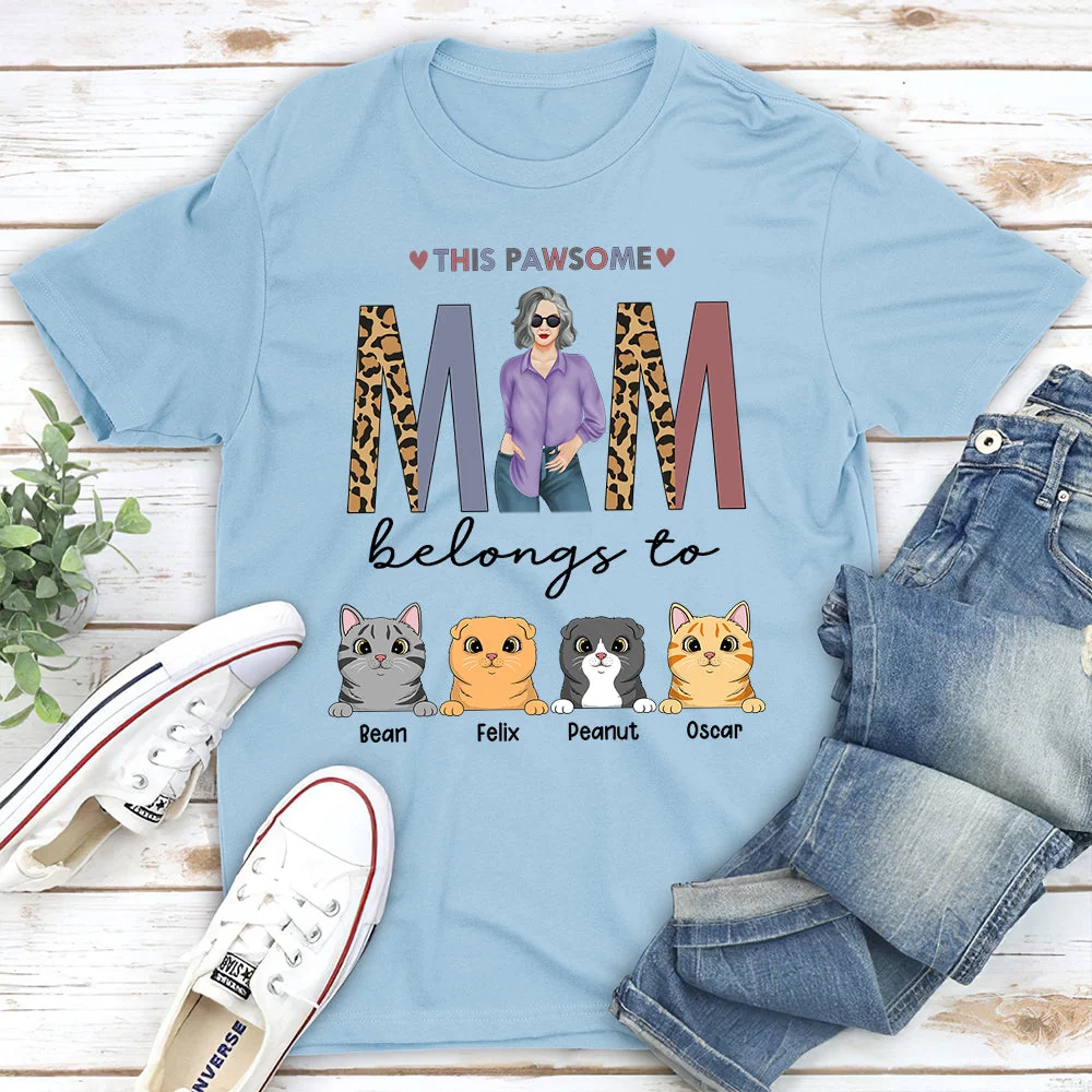 Pawsome Mom Belongs To - Personalized Custom Unisex T-shirt - Image 4