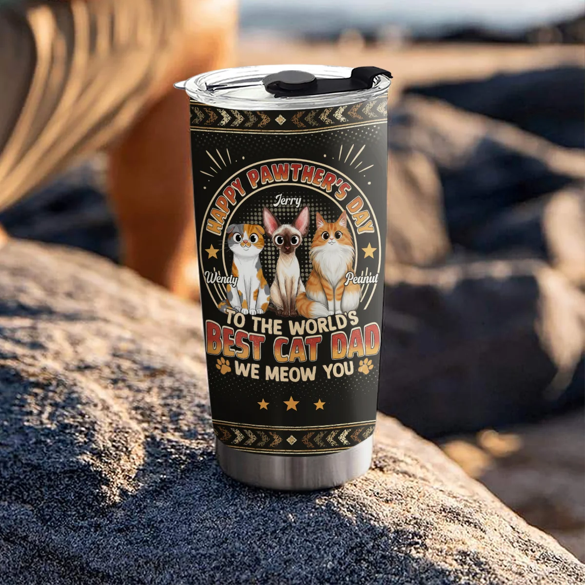 Pawther Day With Cat Dad - Personalized Custom Tumbler - Image 3