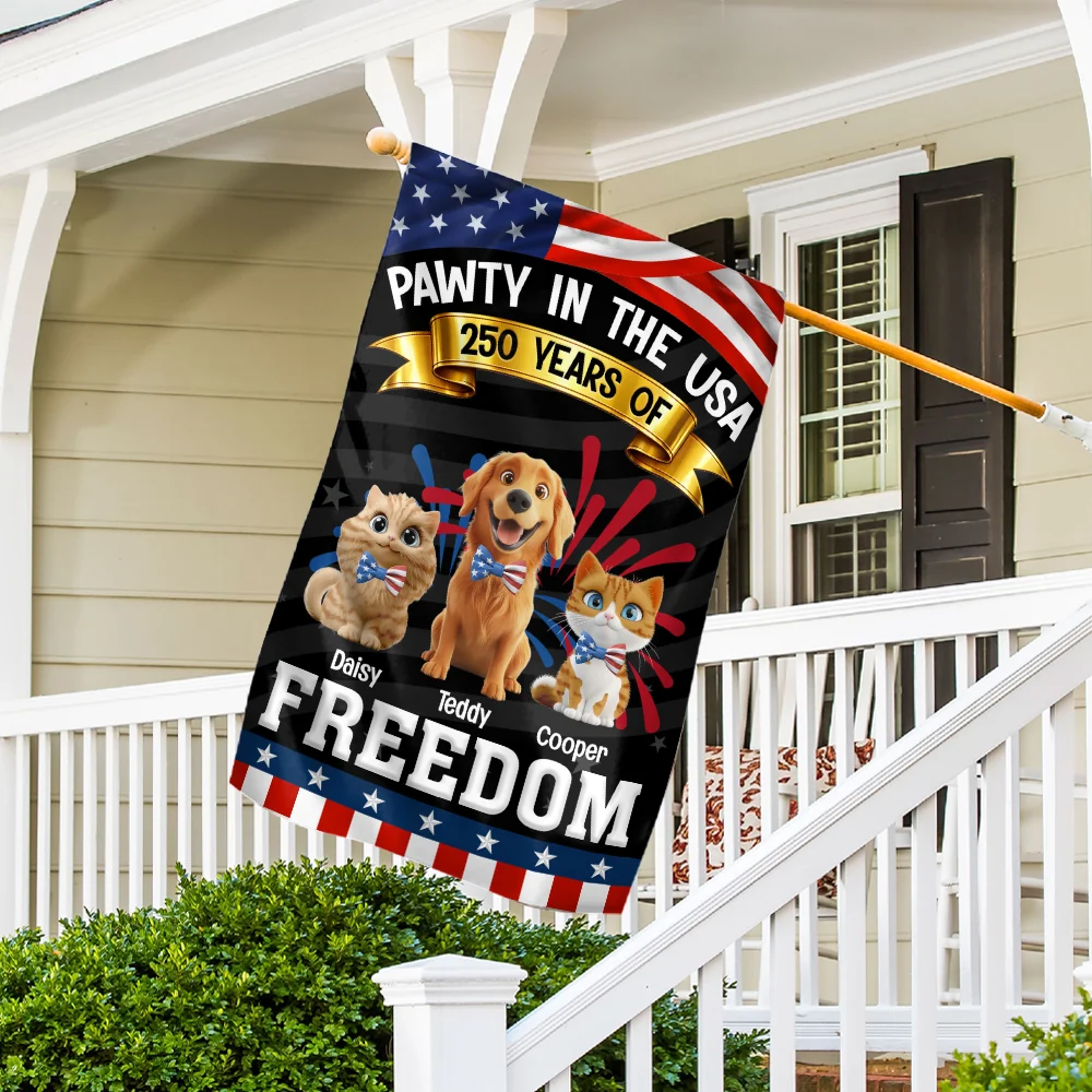 Pawty In The USA With Pets - Personalized Custom Flag - Image 2