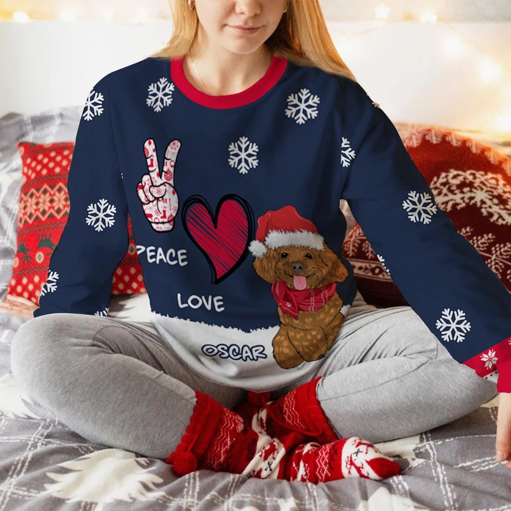 Peace Love Dog - Personalized Custom All-Over-Print Sweatshirt - Image 7