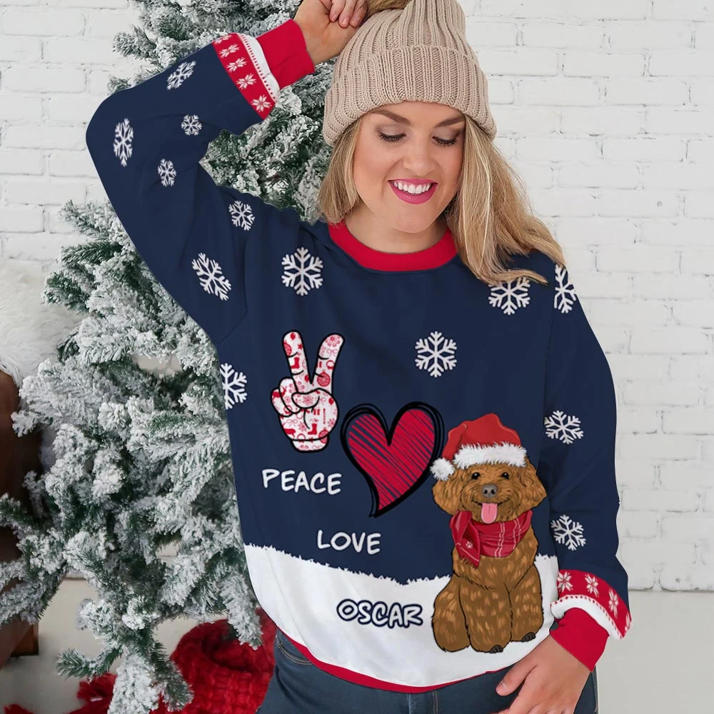 Peace Love Dog - Personalized Custom All-Over-Print Sweatshirt - Image 8