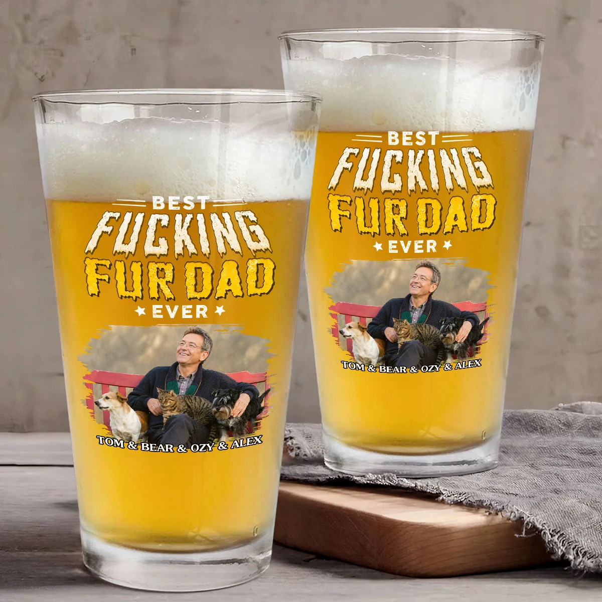 Pet Dad Champion Photo - Personalized Custom Beer Glass
