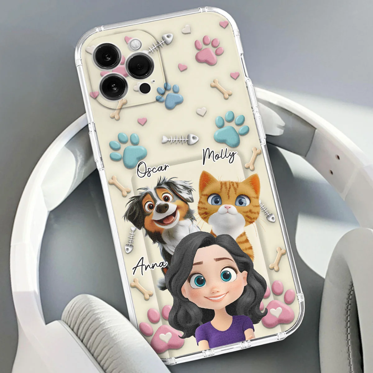 Pet Mom Cartoon - Personalized Custom 3D Effect Phone Case - Image 3