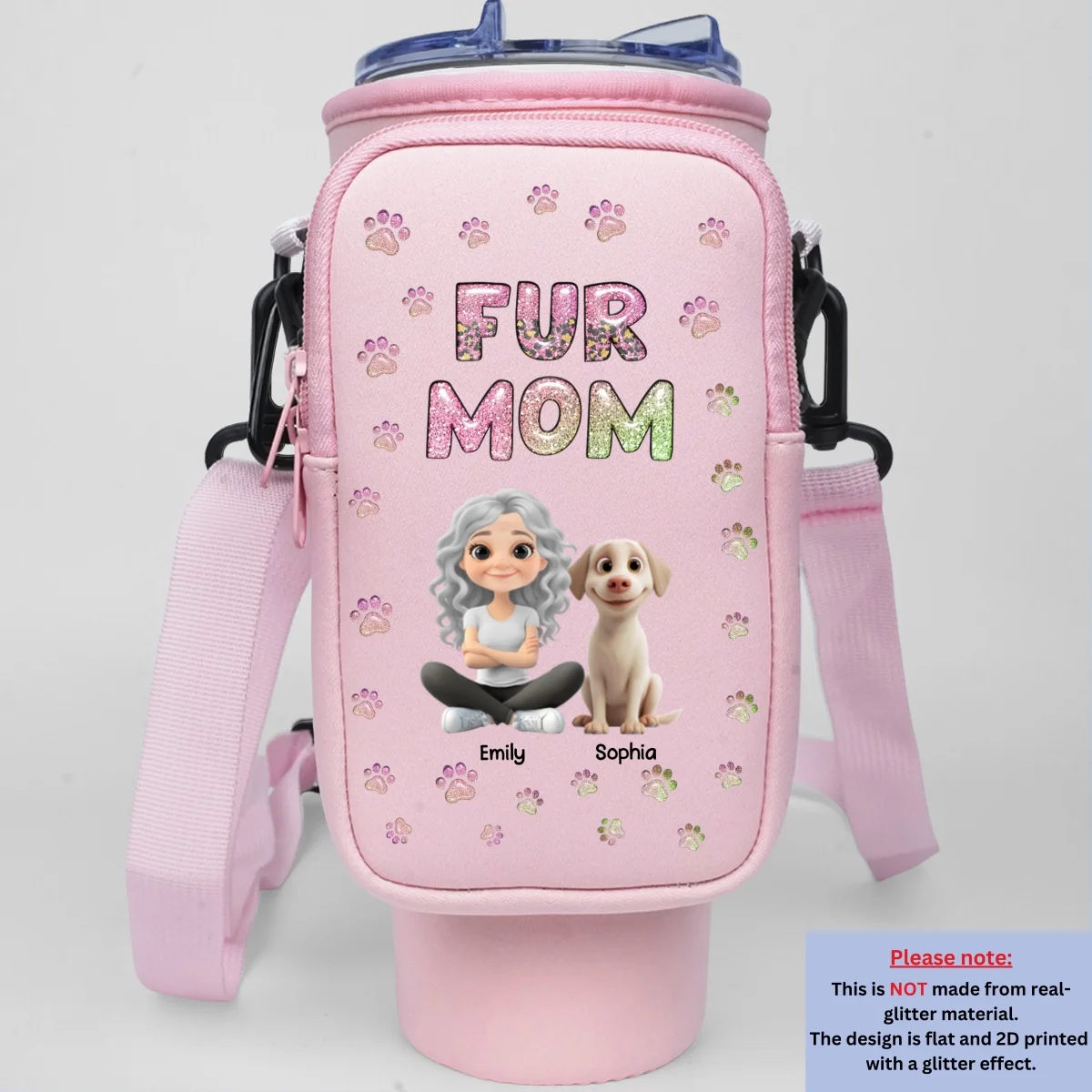 Pet Mom Lovely Chibi - Personalized Custom Water Bottle Carrier Bag - Image 11