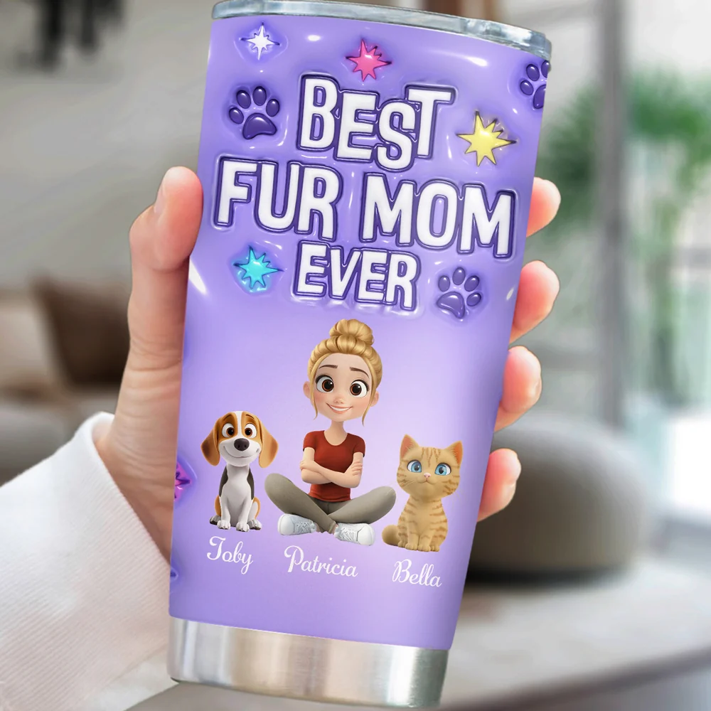 Pet Mom Power - Personalized Custom 3D Inflated Effect Tumbler - Image 2