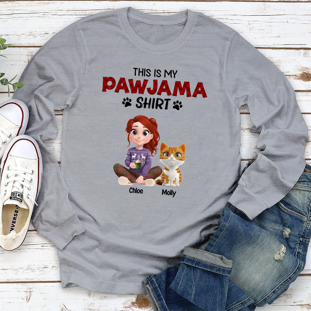Pet Pawjama Shirt New Style Cartoon - Personalized Custom Long Sleeve T-shirt - Image 2