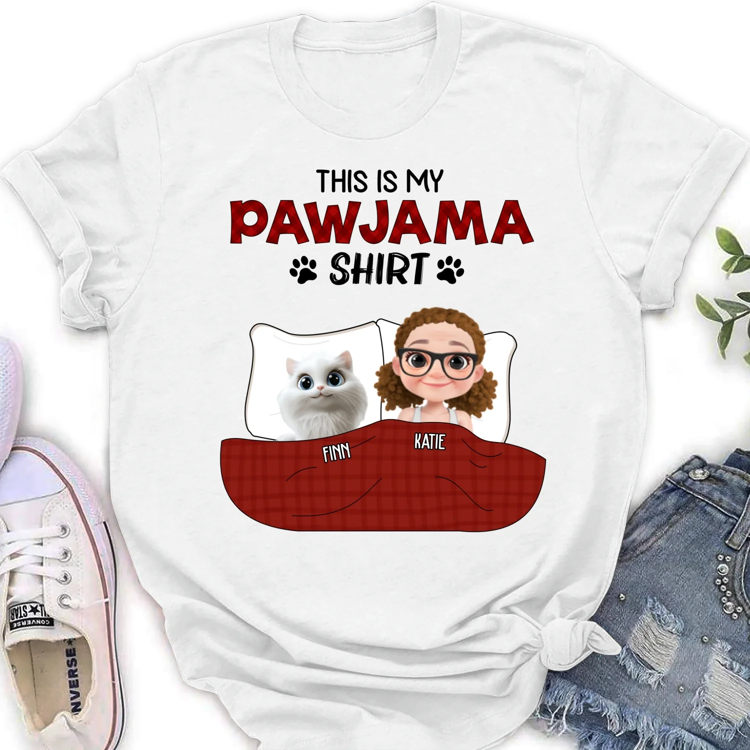 Pet Pawjama Shirt New Style - Personalized Custom Women's T-Shirt - Image 5