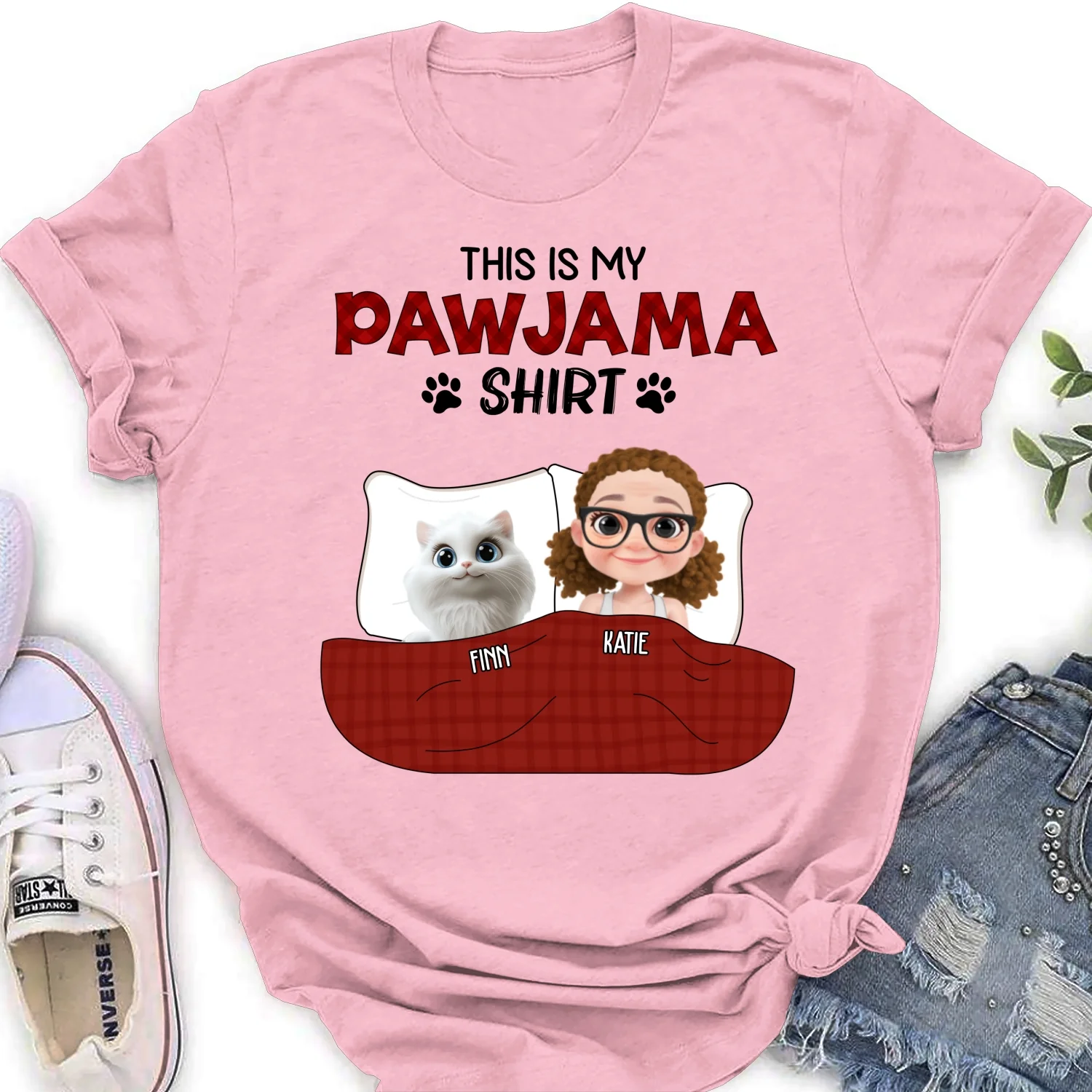 Pet Pawjama Shirt New Style - Personalized Custom Women's T-Shirt - Image 7